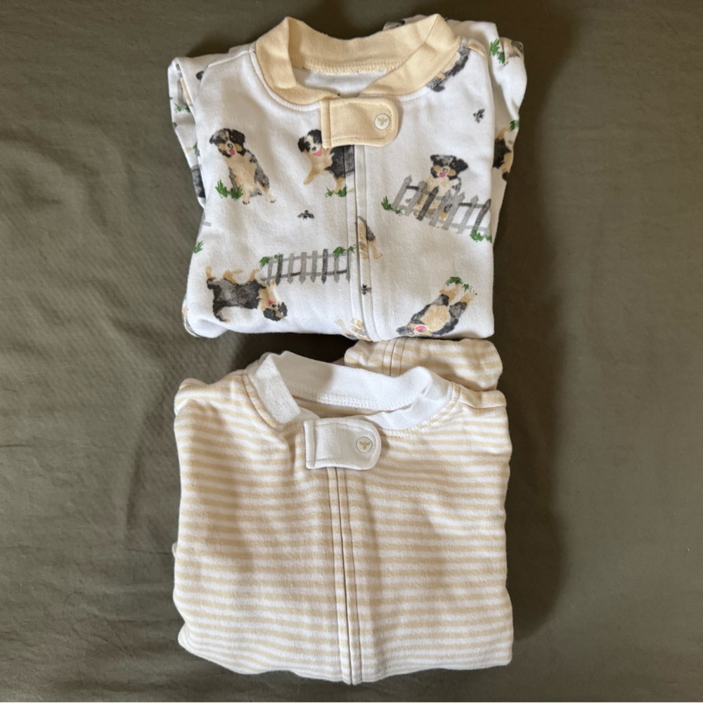 2 Burt's Bees Footie Sleepers 6-9mo - Never Worn
